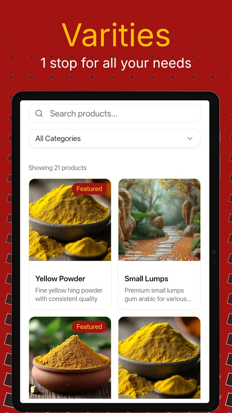 LaxmiB2B ordering interface showing bulk food products